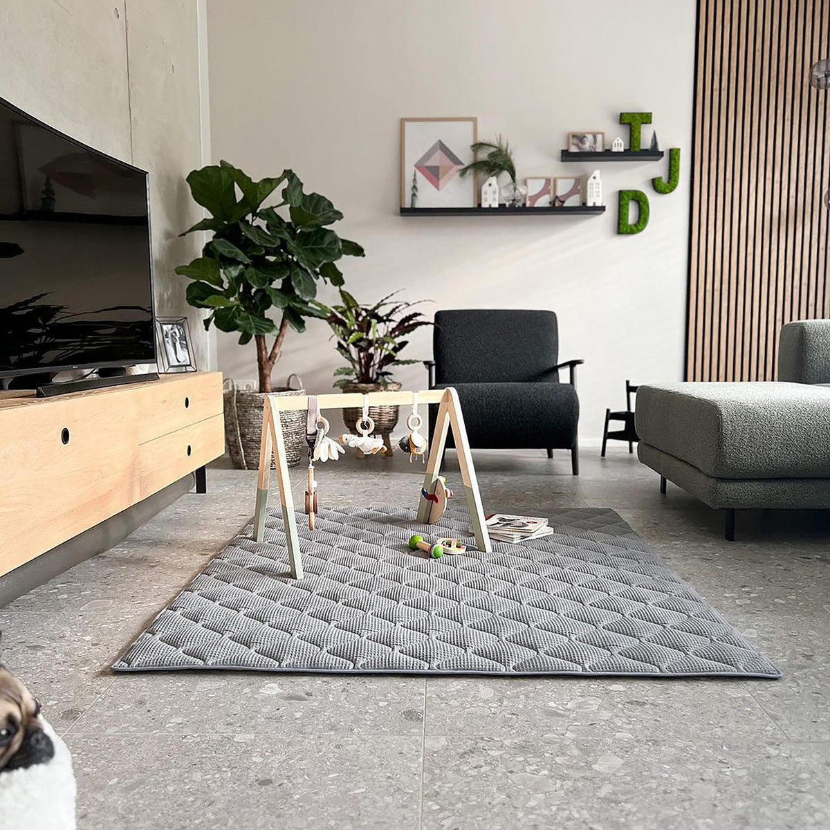 KRABBELDECKE 120x120cm Hellgrau - Hellgrau, Textil (120/120cm) - Sanosoft