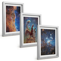 BILDER SET 3er Set - 20x30 cm Silberner Rahmen - Weltraumlandschaften von Galaxien - Silberfarben, Kunststoff (20/30cm) - TULUP