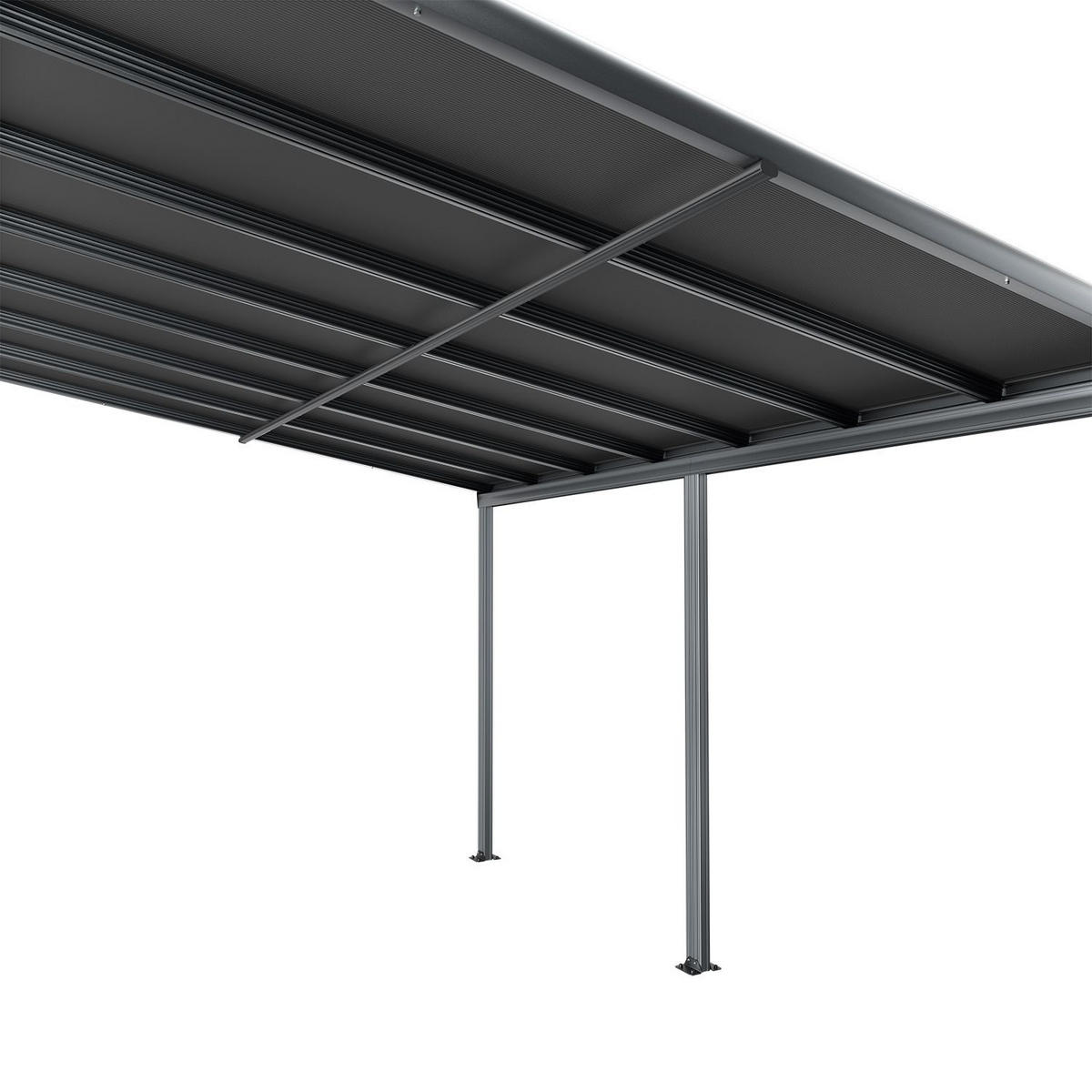 TERRASSENDACH Borneo Aluminium 4x3m dunkelgrau - Dunkelgrau, Metall (435/278/303cm) - Juskys