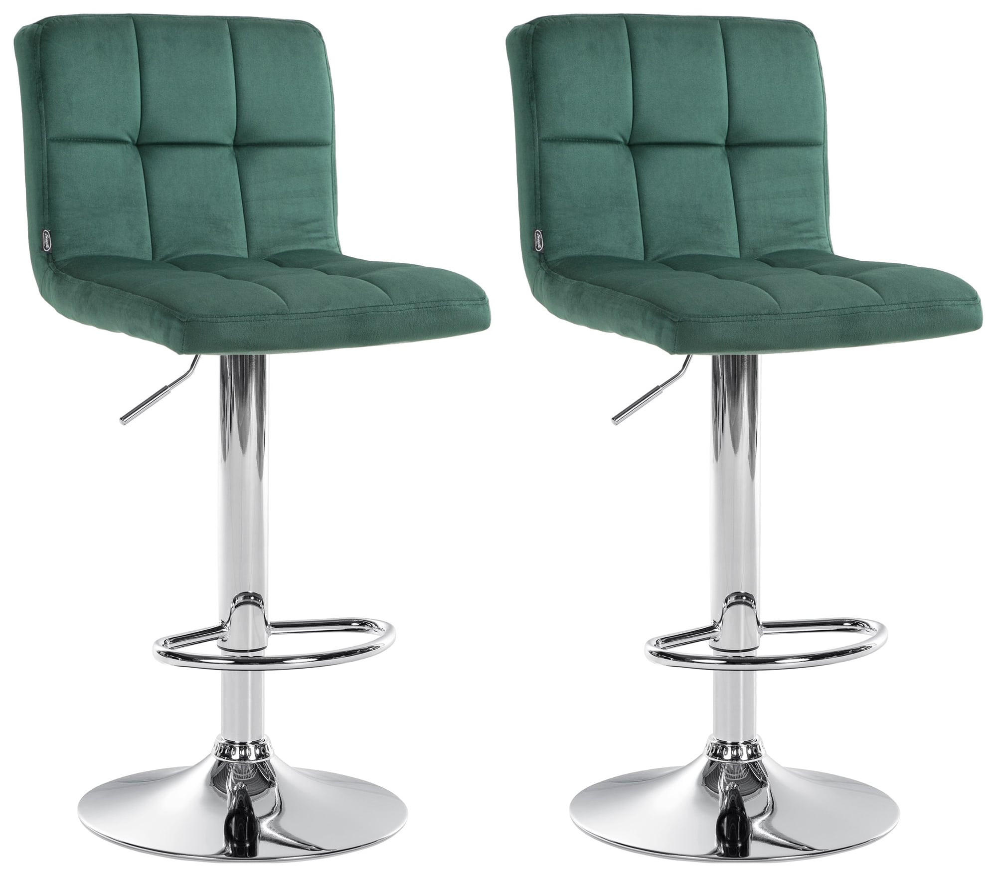 BARHOCKER 2er Set Samt grün - Chromfarben/Grün, Textil/Metall (46/94/47cm) - CLP