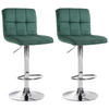 BARHOCKER 2er Set Samt grün - Chromfarben/Grün, Textil/Metall (46/94/47cm) - CLP