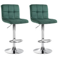 BARHOCKER 2er Set Samt grün - Chromfarben/Grün, Textil/Metall (46/94/47cm) - CLP
