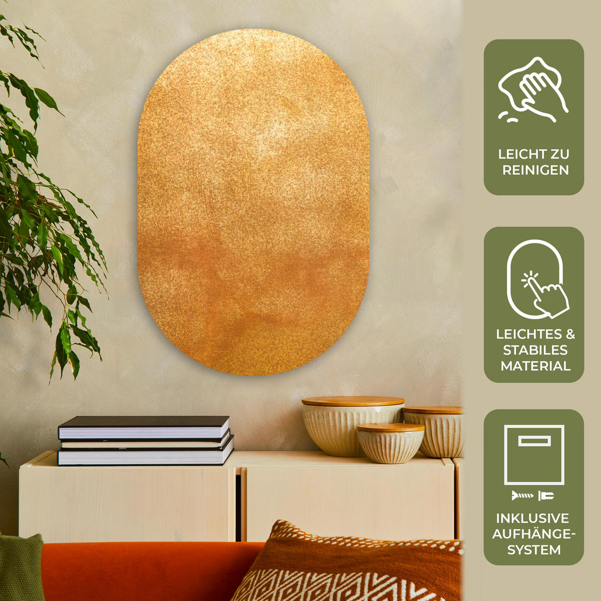 WANDBILD Eisen - Rost - Gold - Metall - Luxus 60x90 cm - Goldfarben, Kunststoff (60/90cm) - MuchoWow