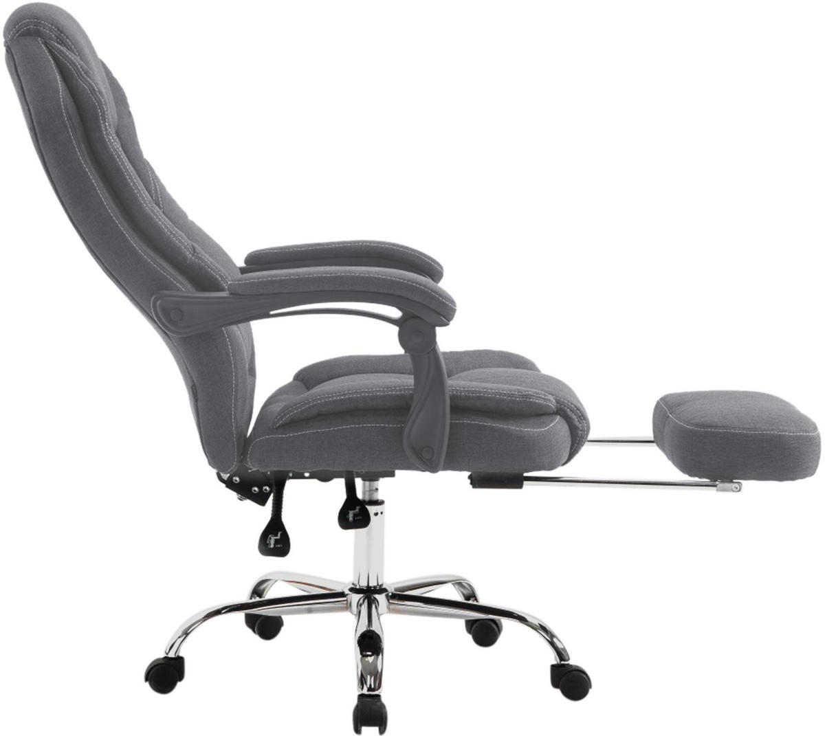 CHEFSESSEL Stoff Grau - Chromfarben/Grau, Textil/Metall (67/114/64cm) - CLP