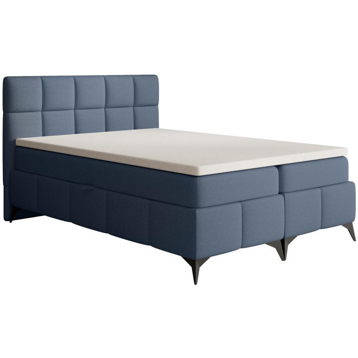 BOXBETT Solido mit Bettkasten 140x200 cm blau - Blau/Schwarz, Textil/Metall (140/200cm) - Beautysofa