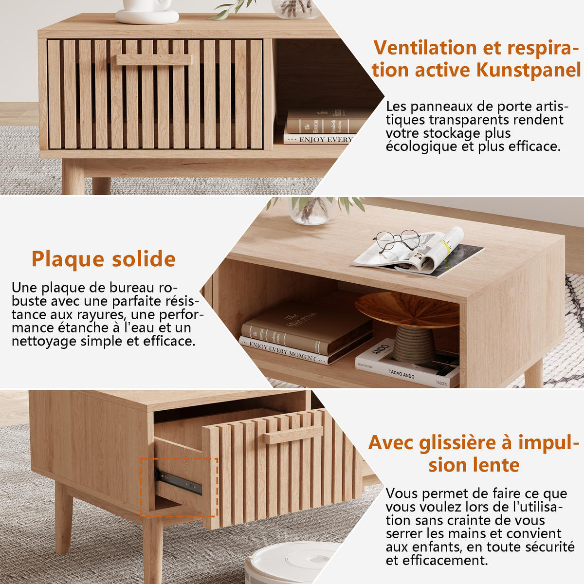 TV LOWBOARD 100x50x43 cm Holz Natur modern - Goldfarben, Holz (100/43/50cm) - LEBENLANG