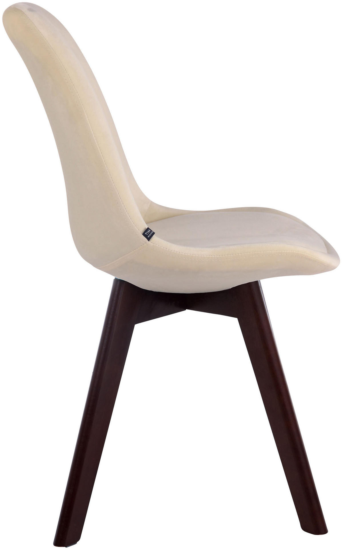 STUHL 4er Set Samt creme - Walnussfarben/Creme, Holz/Textil (48/84/55cm) - CLP