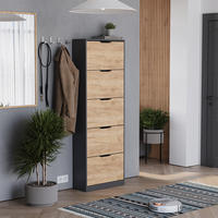 SCHUHKIPPER Luca Anthrazit/Goldkraft Eiche 22 x 169 cm mit 5 Fächern - Honigeiche/Anthrazit, Holzwerkstoff (59/169/22cm) - Vicco