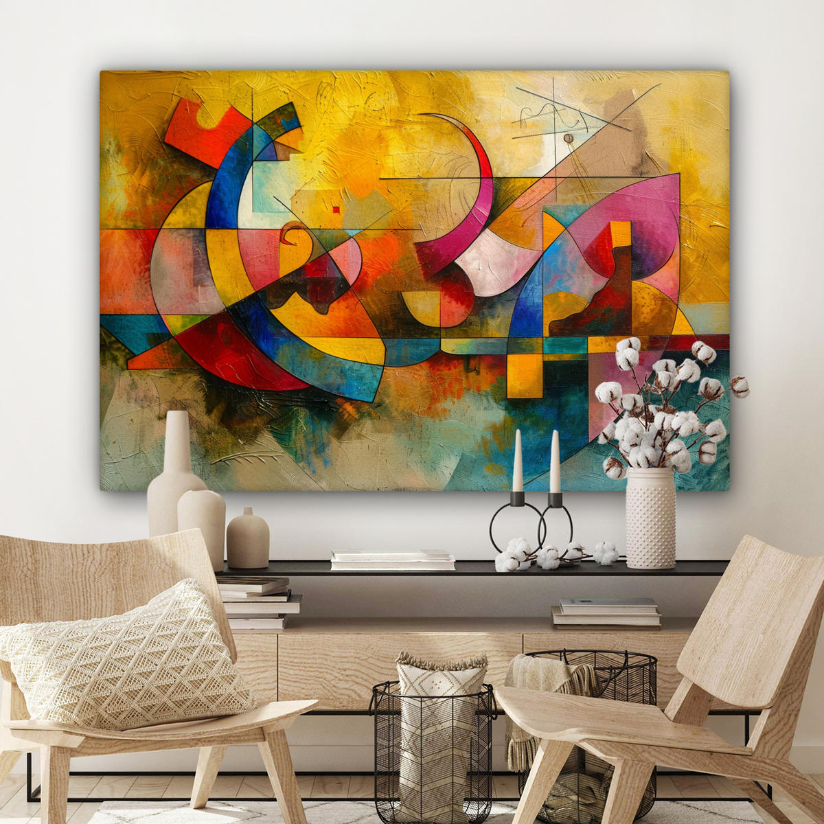 LEINWANDBILD Kunst - Abstrakt - Modern Groß 140x90 cm - Gelb, Textil (140/90cm) - MuchoWow