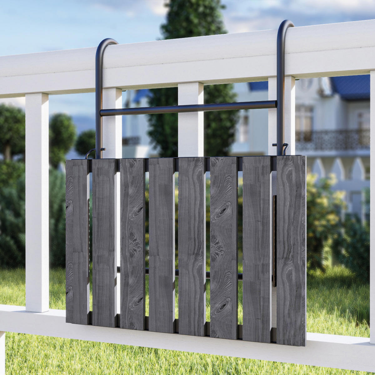 BALKONHÄNGETISCH Petäjävesi - Grau, Holz/Metall (40/60/58cm) - [en.casa]