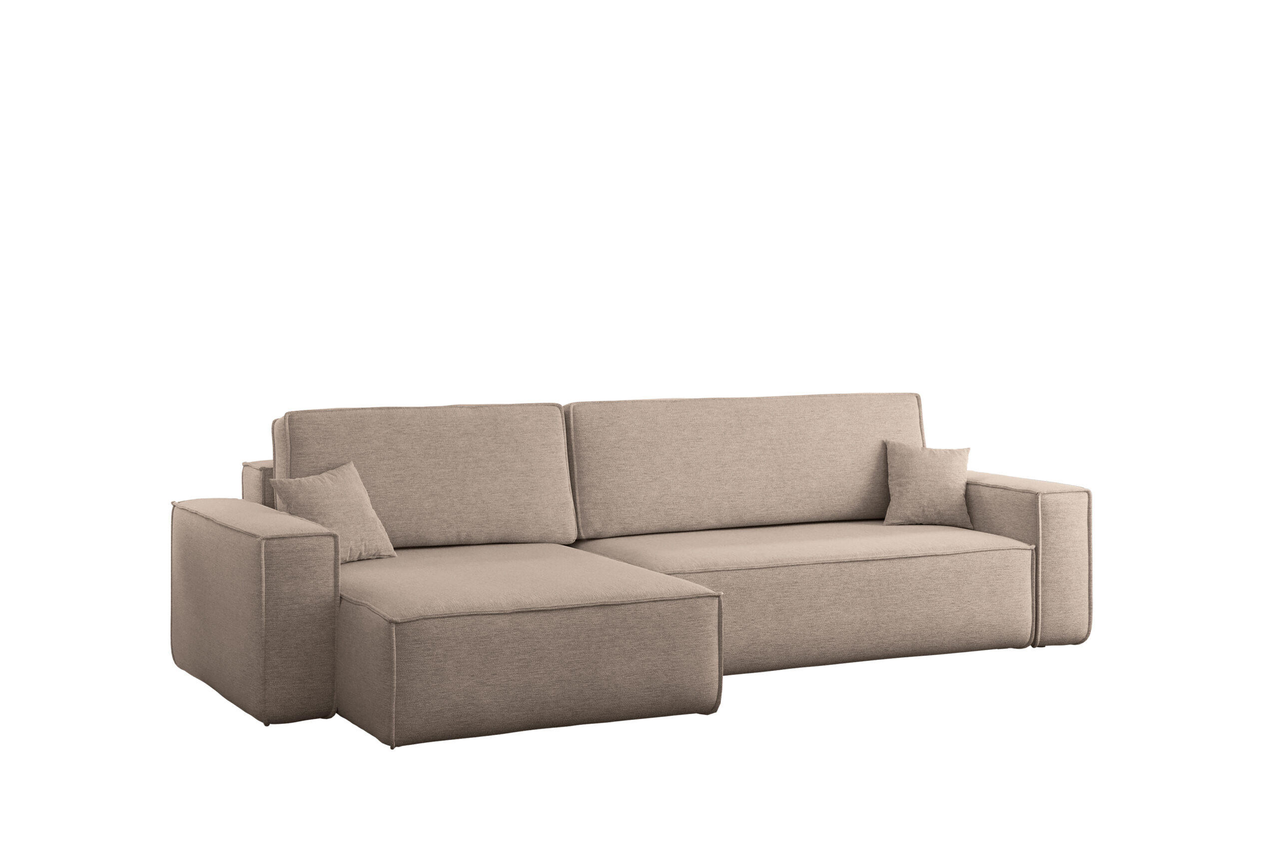 ECKSOFA Mit Schlaffunktion Und Bettkasten, Eckcouch Best XL Stoff Verita Warmbeige Links - Sandfarben, Holz (145/274cm) - Kaiser Möbel