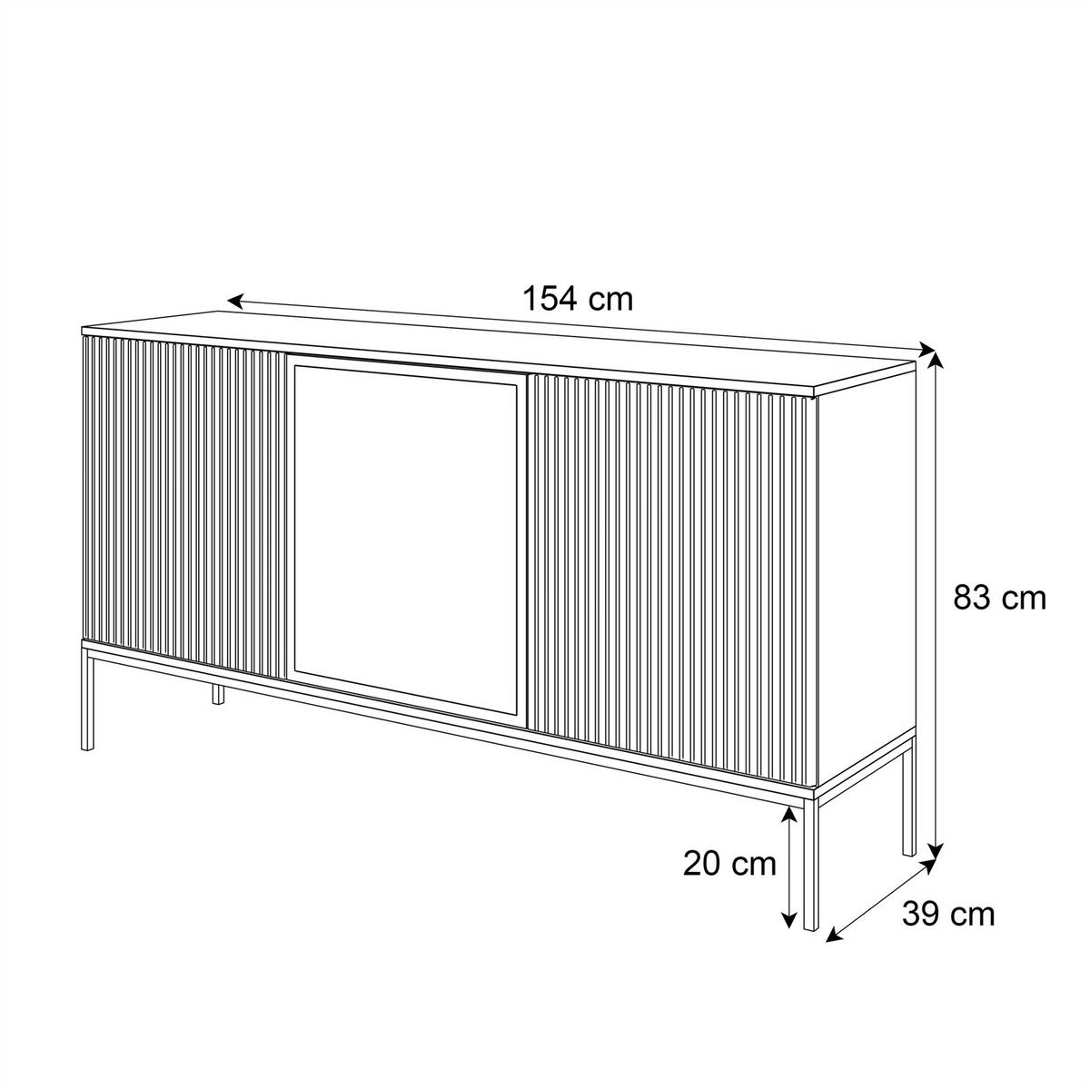 SIDEBOARD ECLIPSE K154 mit Beleuchtung,KASCHMIR - Kaschmir, Holzwerkstoff (154/83/39cm) - Lookway