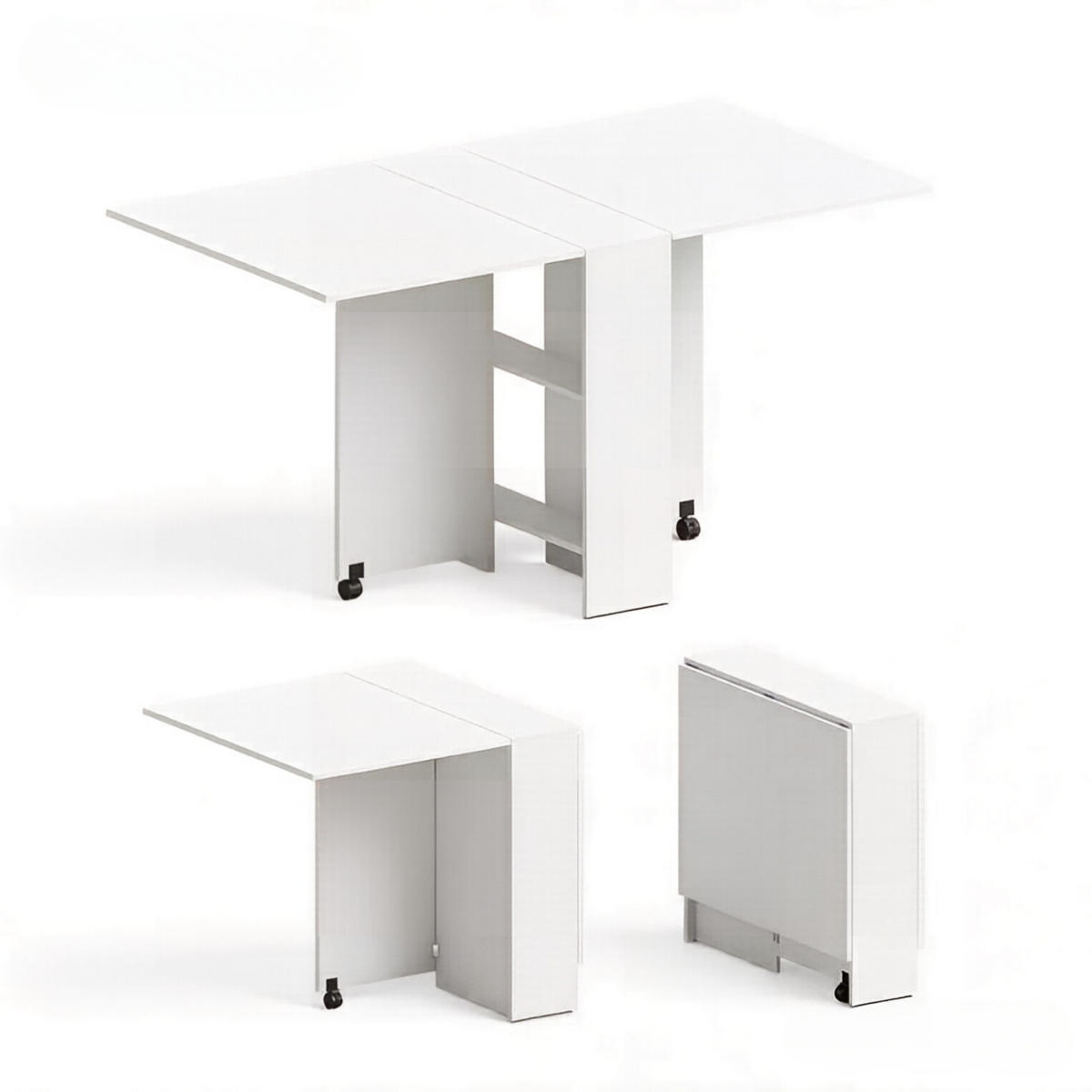KLAPPTISCH 75-140/75/74 cm mit Rollen DE-39948 Weiß - Weiß, Holzwerkstoff (75/140/74cm) - ComfortXL