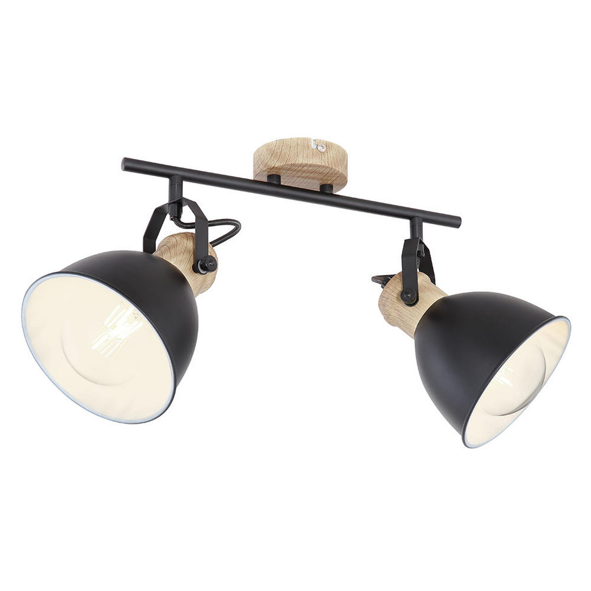 LED DECKENLEUCHTE Metall Schwarz Retro Stil - Schwarz, Holz (35/15/21.5cm)