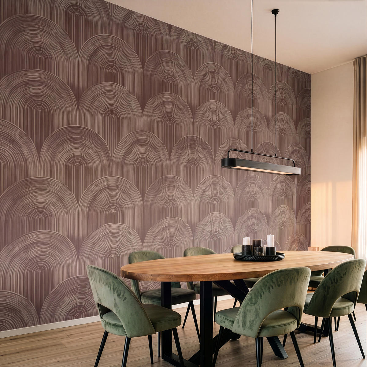 TAPETE - Rhythmic - Aufschlag - Braun - 400x300 cm - Dunkelbraun, Papier (400/300cm) - OnlyWow