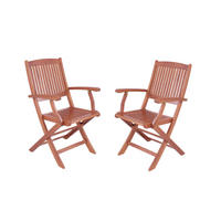 GARTENSTUHL 2er Set Nimes Mit Armlehne Klappstuhl - Hellbraun, Holz (52.5/90/59.5cm) - DELUKE