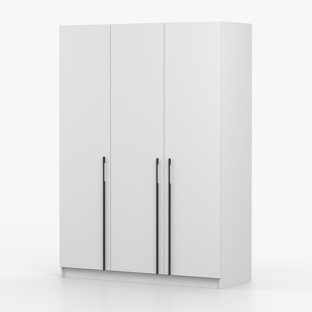 SCHRANK mit Schwenktüren ROSA 3D 150/210/55, 3-türig, weiß - Schwarz/Weiß, Holzwerkstoff (150/210/55cm) - imoebel24