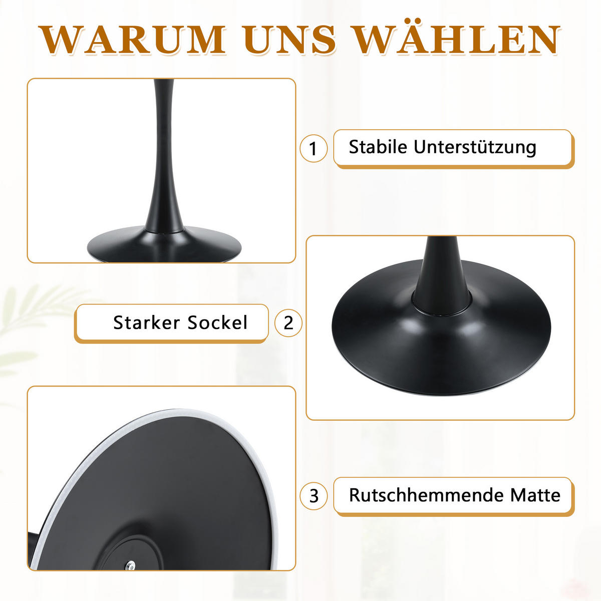 BEISTELLTISCH rund 60/60/72 cm Weiß Schwarz aus MDF Metall mit thermoformierter Tischplatte - Weiß, Holzwerkstoff (60/60/72cm) - OKWISH