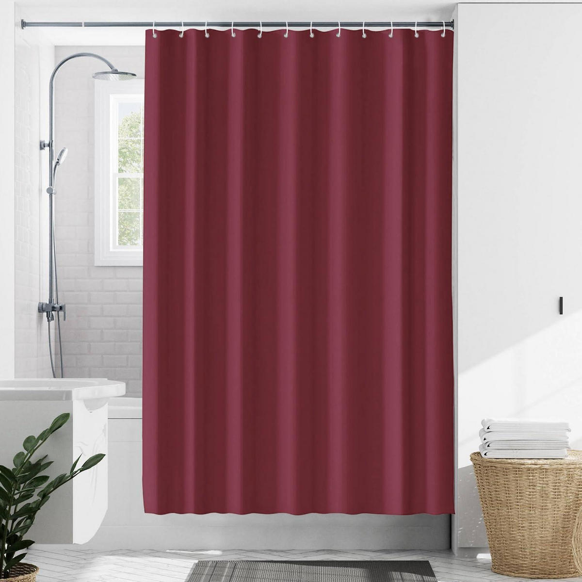 DUSCHVORHANG Dunkel Rot 180 x 180 cm - Bordeaux, Kunststoff (180/180cm)