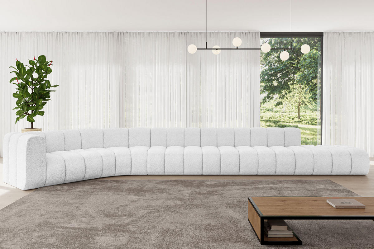 ECKSOFA modulares Sofa Tilmo-L3 - 581x194x70 cm Weiß - Weiß, Holzwerkstoff/Textil (581/194cm) - ALTDECOR