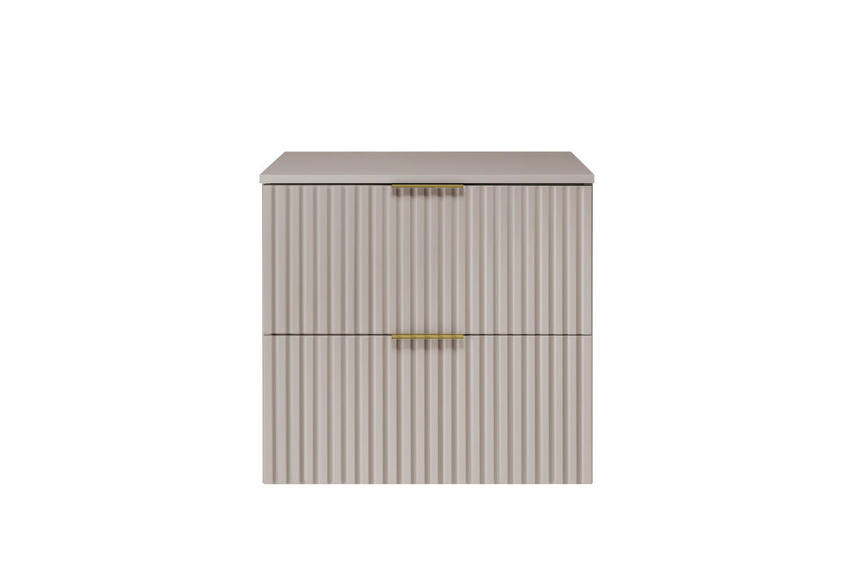 WASCHBECKUNTERSCHRANK, Kaschmir, 60 x 57 x 46 cm, goldener Griff + Arbeitsplatte - Beige/Goldfarben, Holzwerkstoff (60/57/46cm) - 3XE LIVING