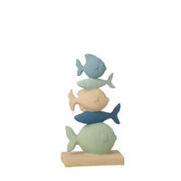 DEKOOBJEKT FISCH AUF FUß - Blau, Glas/Naturmaterialien (10/32.5/18cm) - J-Line