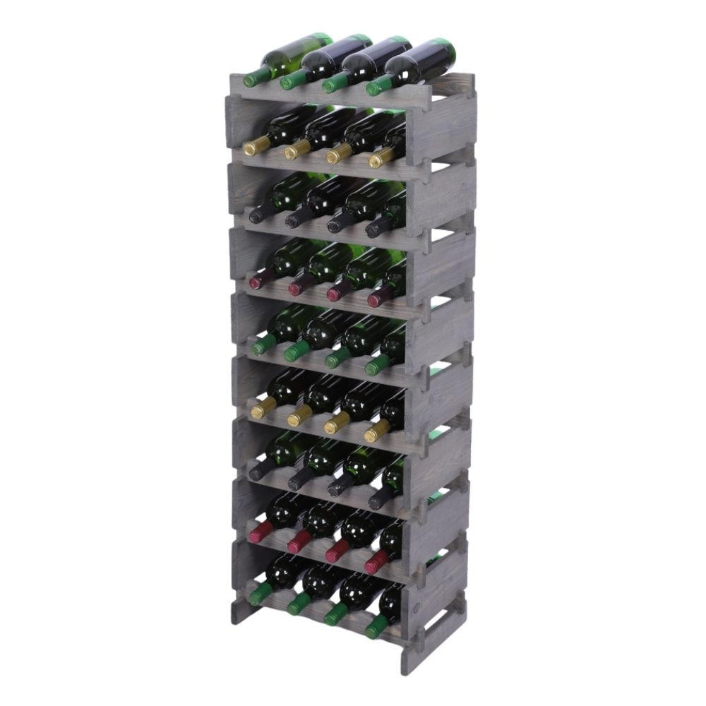 WEINREGAL VINOTECA FLEX PRO HxBxT 121x46x28cm 36 Flaschen auf 9 Ebenen Grau - Grau, Holz (46/121/28cm) - PROREGAL