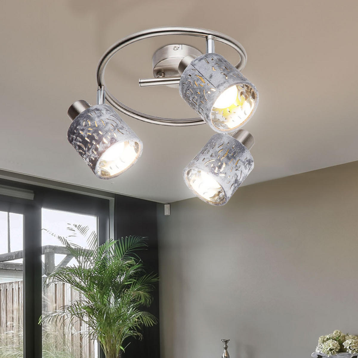 LED DECKENLEUCHTE Metall Silber gemustert - Silberfarben, Metall (25/25/15cm)