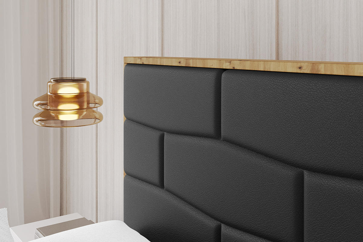 POLSTERBETT mit Bettkasten und Lattenrost, Bett mit Matratze H3/H4 - ENZO8 140x200 Schwarz Kunstleder - Schwarz Hochglanz, Holzwerkstoff/Textil (140/200cm) - ALTDECOR