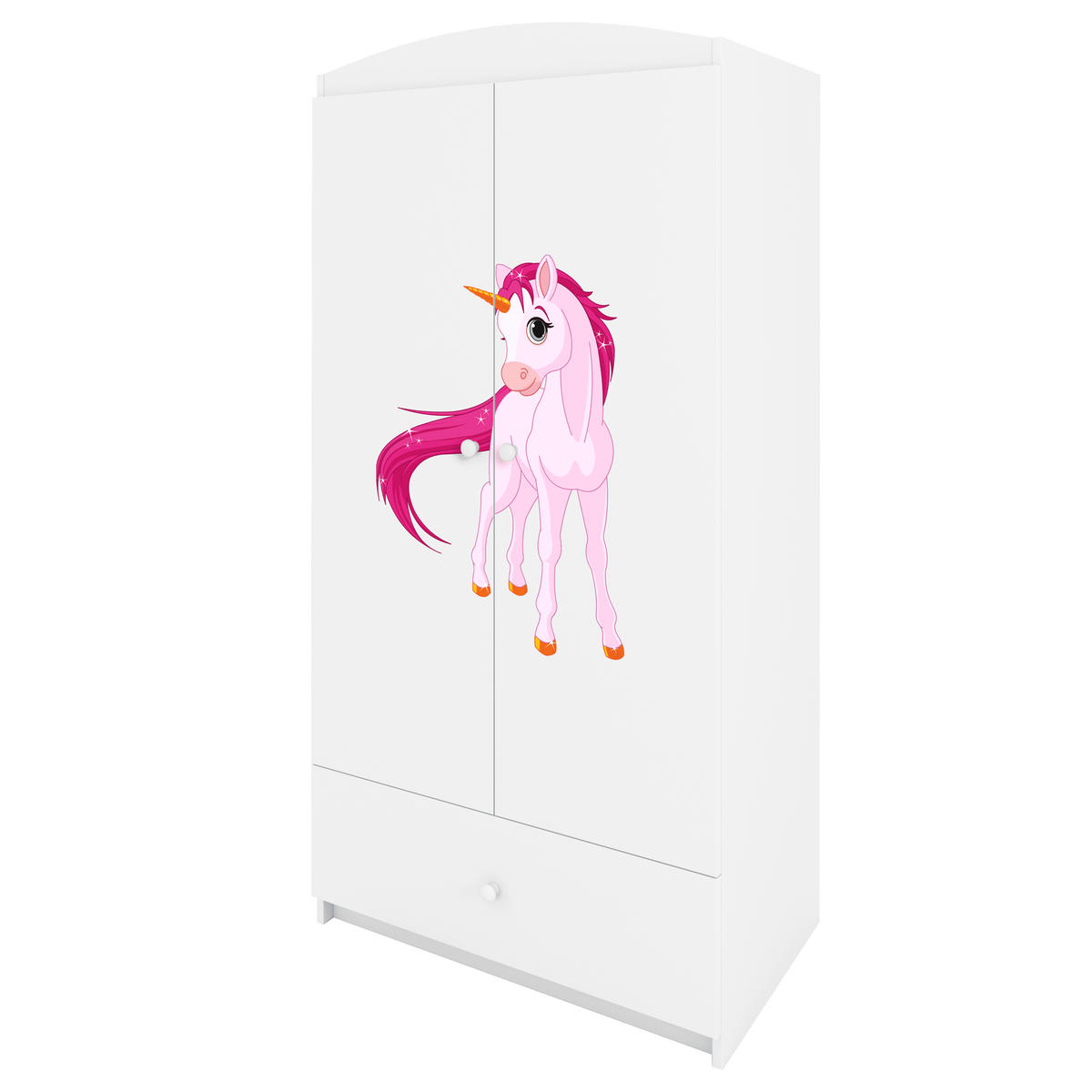 KINDERKLEIDERSCHRANK Einhorn - Weiß, Holzwerkstoff (90/175/52cm) - RAUMHIRSCH FURNITURE