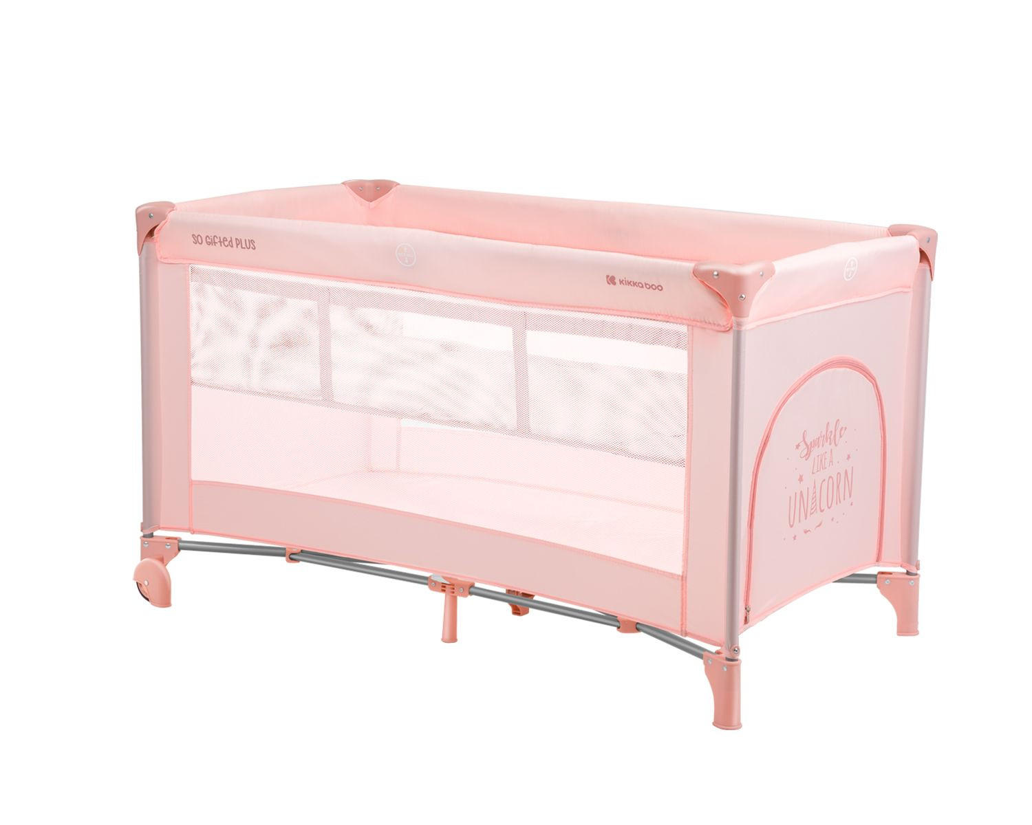 REISEBETT So Gifted Plus rosa zwei Ebenen, Spielbogen, Wickelauflage, Räder - Rosa, Kunststoff (60/120cm) - Kikka boo