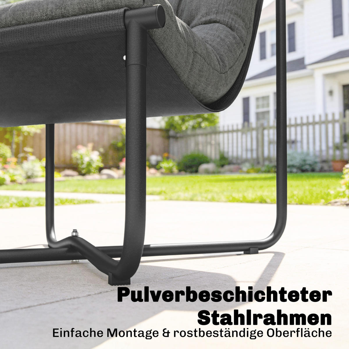 GARTENSTUHL DE-08359 ergonomisch mit breitem Sitz Dunkelgrau - Dunkelgrau, Metall (76/76/92cm) - ComfortXL