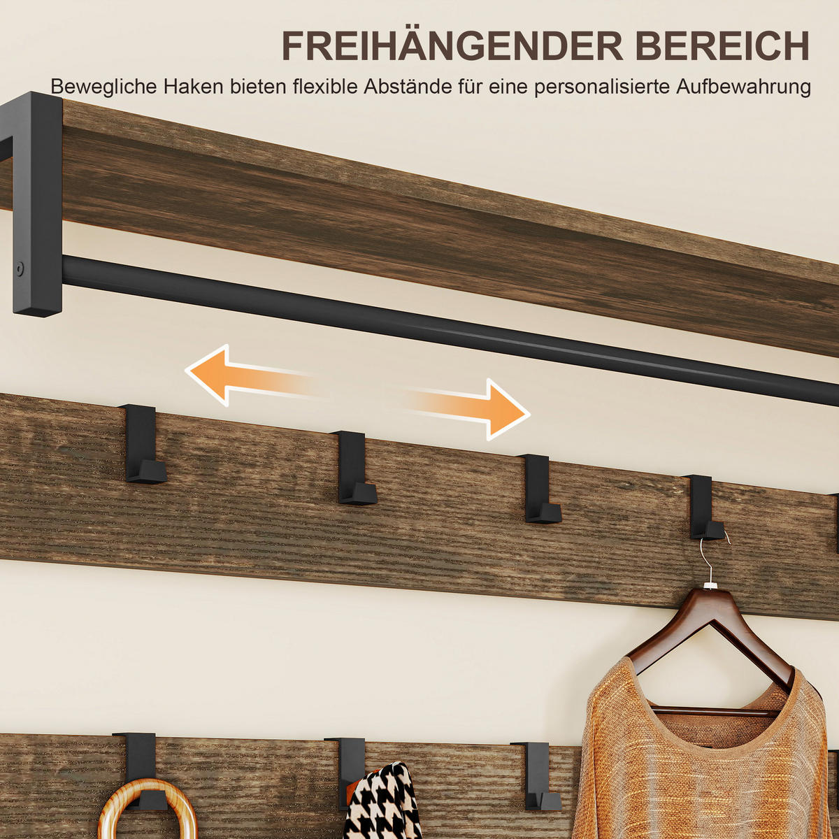 GARDEROBENSTÄNDER 6-in-1 DE-09827 Braun - Braun, Holzwerkstoff/Metall (40/180/100cm) - ComfortXL