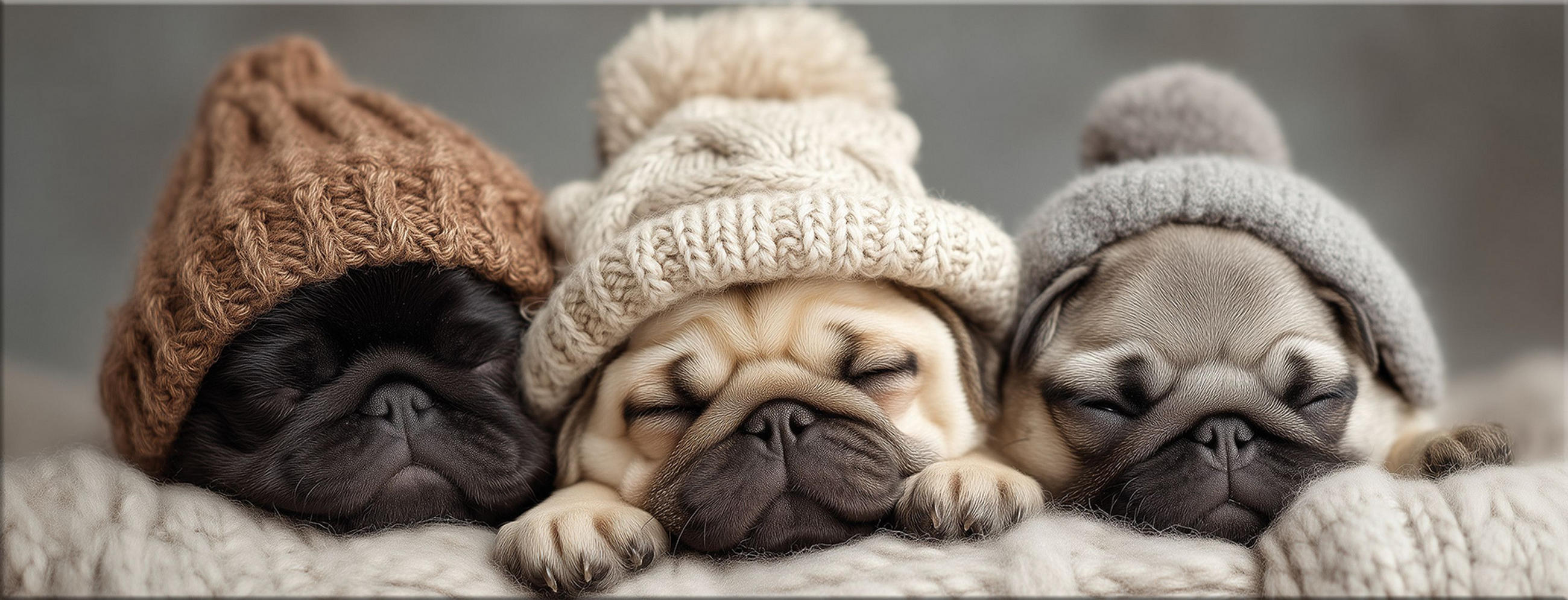 GLASBILD 80x30 cm Hunde Mops Welpen - Beige, Glas (80/30cm) - artissimo