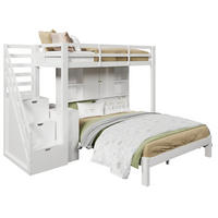 ETAGENBETT 90/200 cm + 140/200 cm in Weiß mit Stauraumtreppe und Regal - Weiß, Holz (90/200cm) - BEAOK