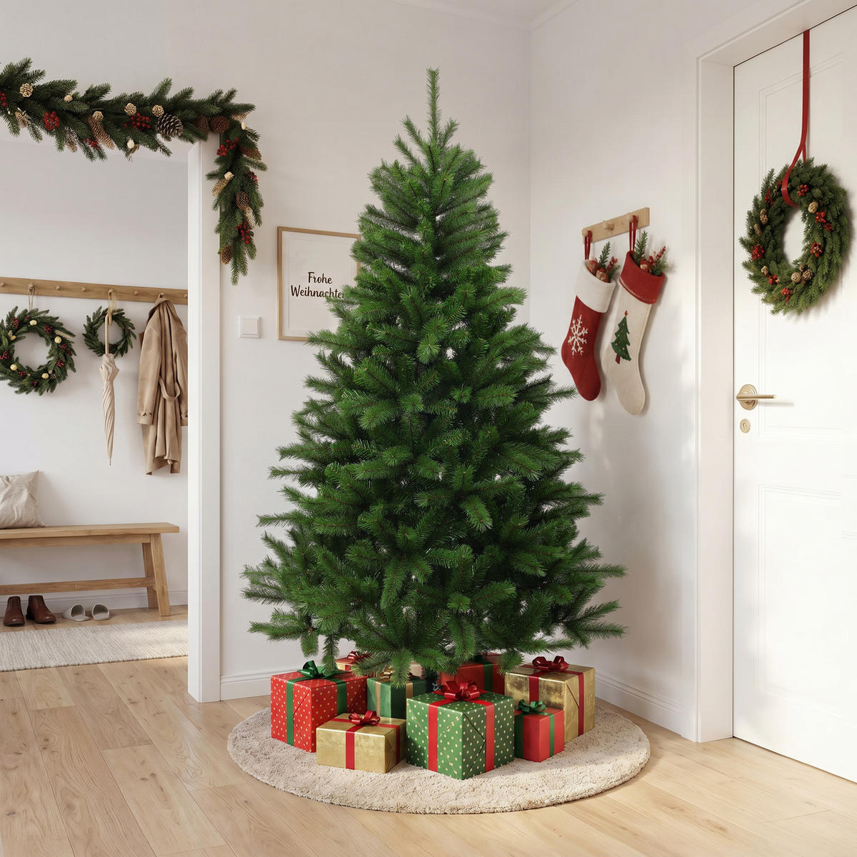 KÜNSTLICHER Weihnachtsbaum 188 cm, 736 Spitzen, Kiefern-Optik - Grün, Kunststoff (188cm) - Hometopia