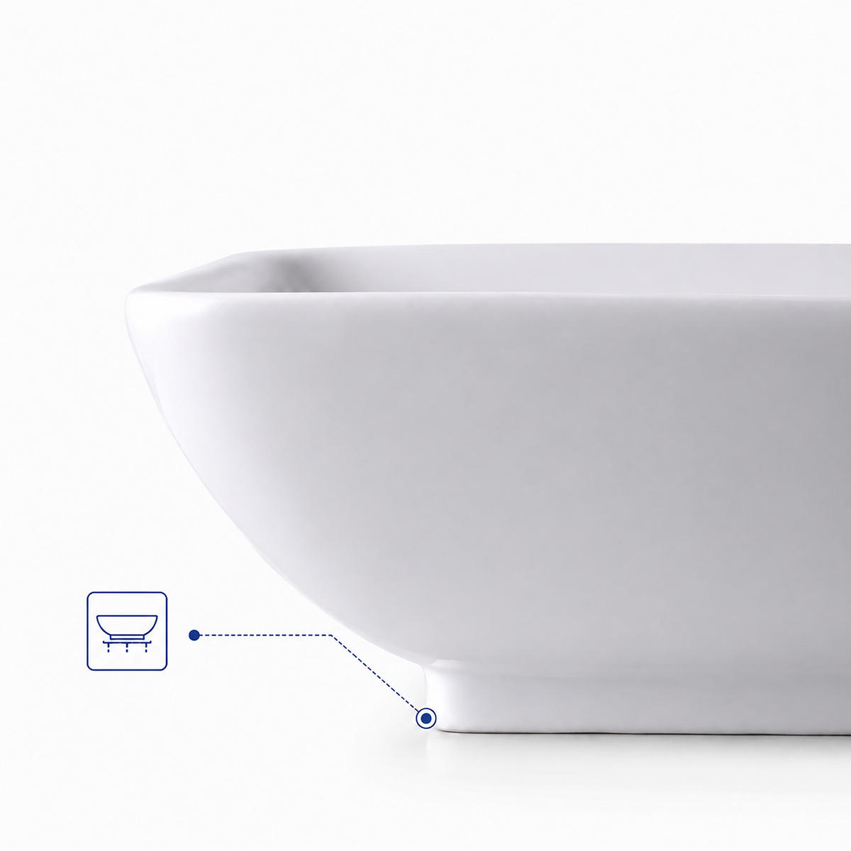 UMYVADLO Bílé keramika bez otvoru pro baterii - bílá, keramika (41.5/13/41.5cm) - Relaxdays