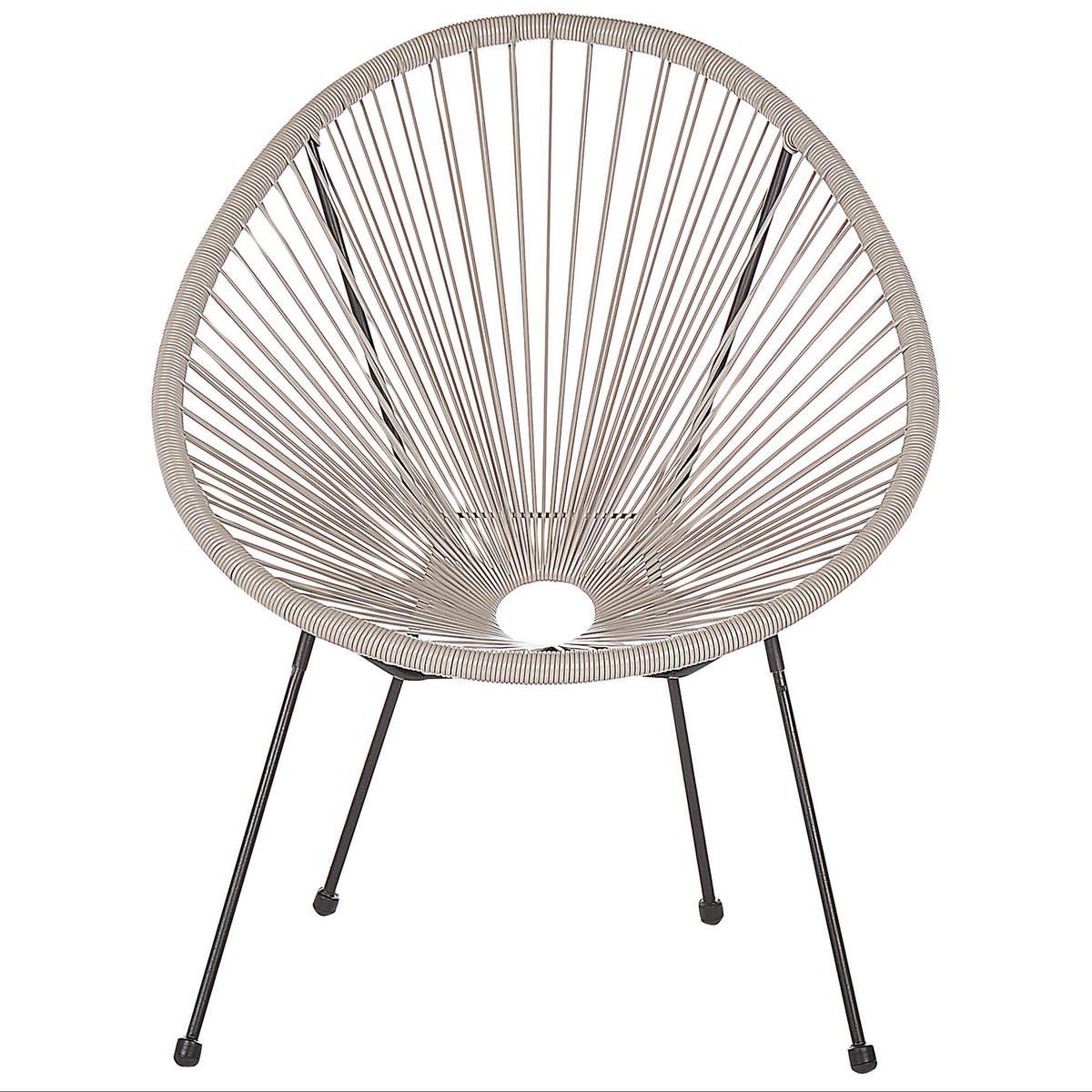 RATTANSTUHL Kunststoff hellgrau 70 cm Acapulco II - Hellgrau/Schwarz, Kunststoff (70/87/90cm) - Beliani