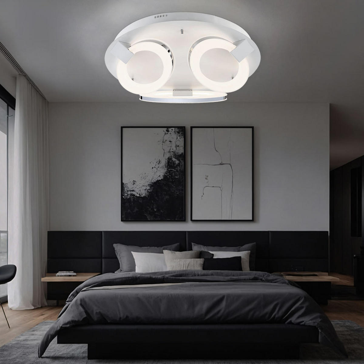 LED DECKENLEUCHTE CRINGLE I Weiß Metall Acryl - Weiß, Metall (57/57/16.8cm) - Globo Lighting