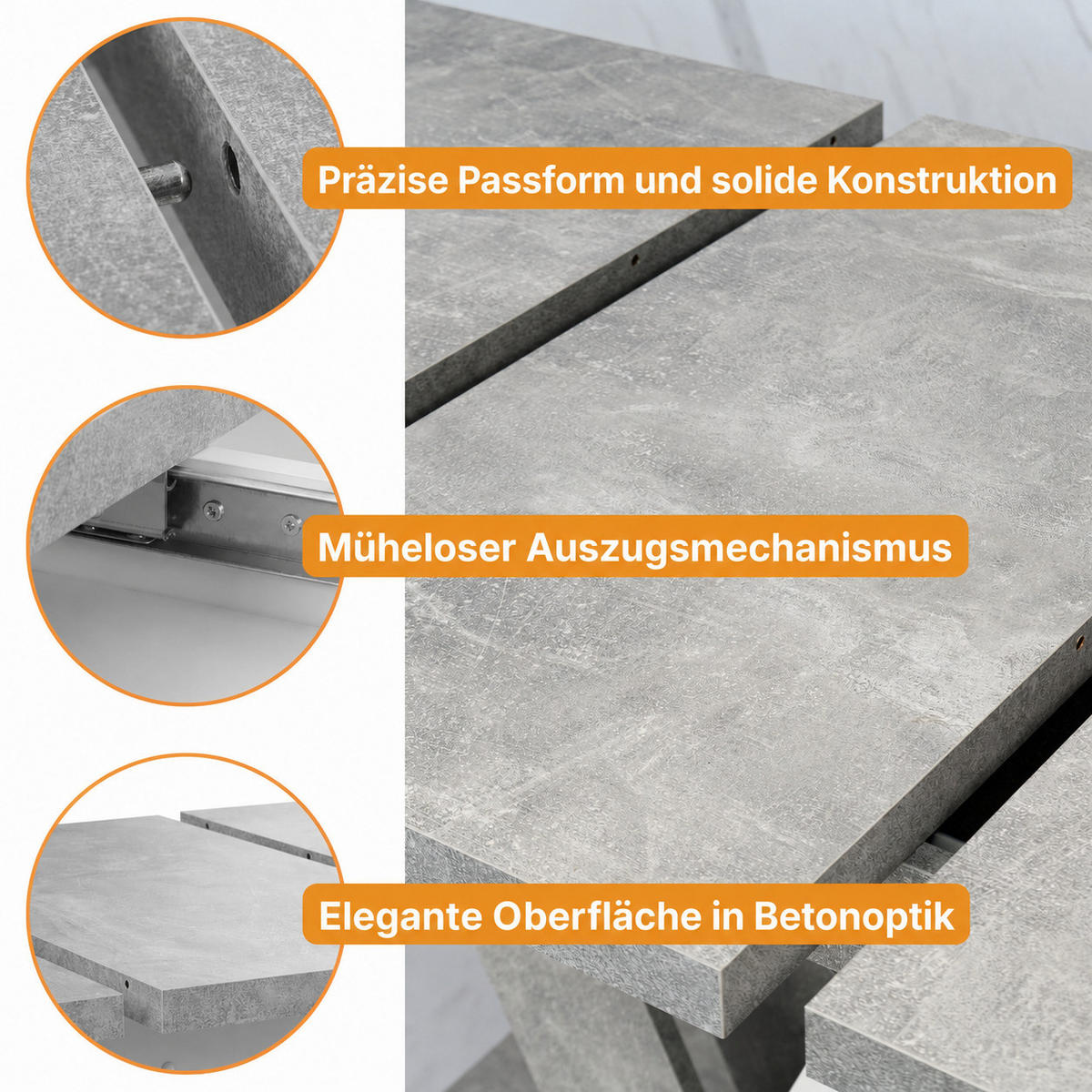 ESSTISCH Ausziehbar 120-160 cm Steingrau - Grau, Holzwerkstoff (160/80/75cm) - Home Collective