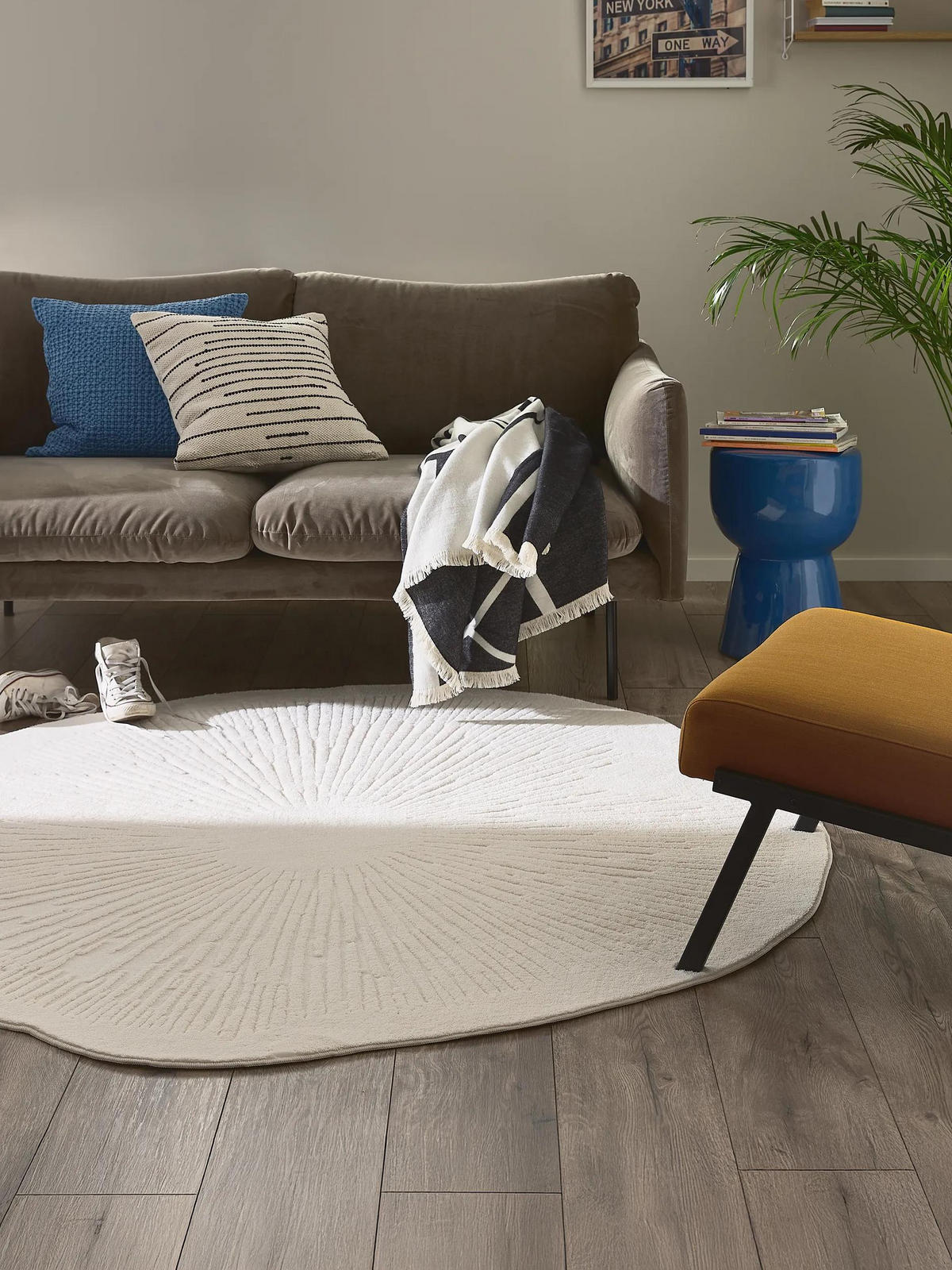 TEPPICH Pam waschbar Cream ø 160 cm rund - Creme, Kunststoff/Textil (160/160cm) - benuta