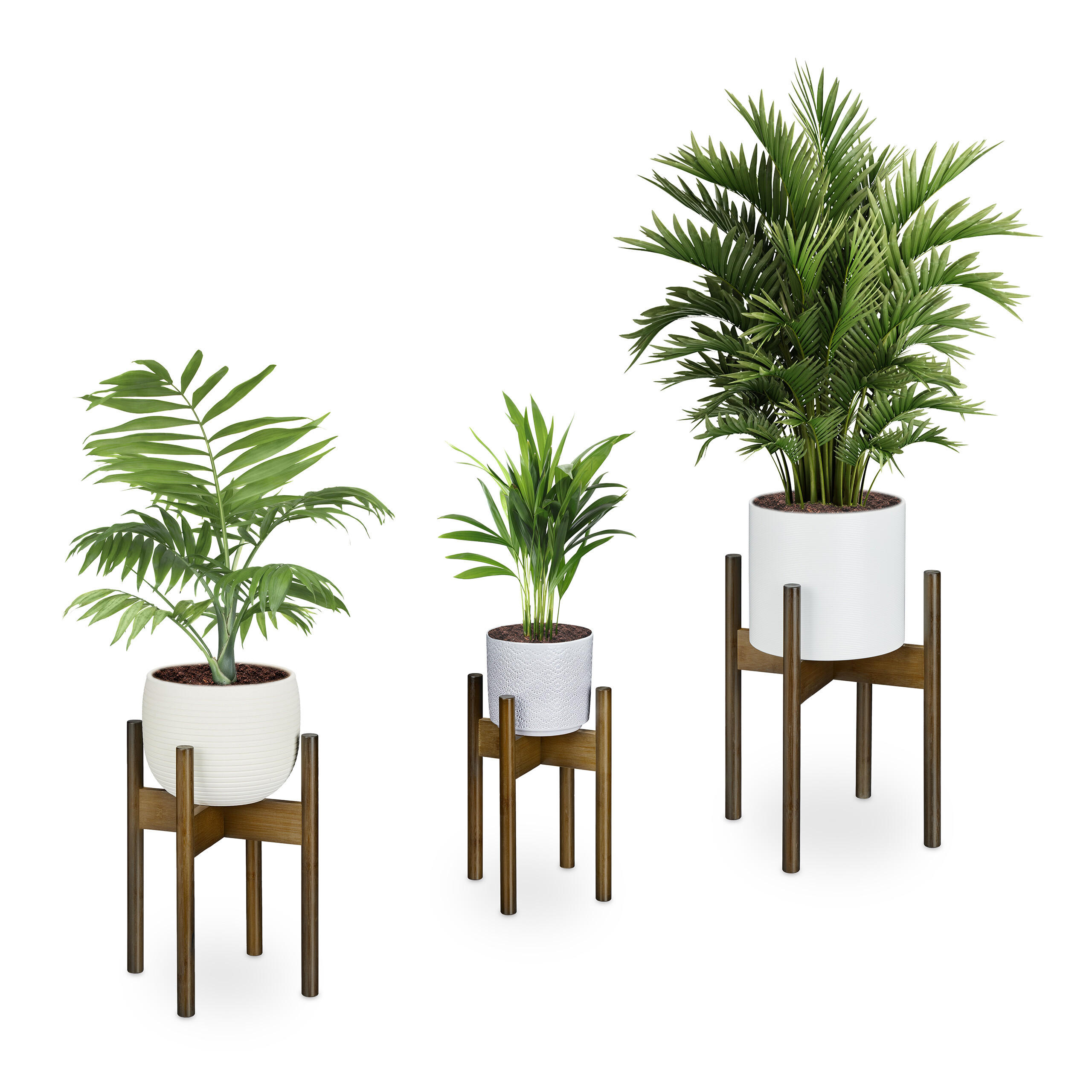 3XPFLANZENSTÄNDER - Braun, Holz (34/34/40cm) - Relaxdays