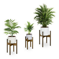 3XPFLANZENSTÄNDER - Braun, Holz (34/34/40cm) - Relaxdays