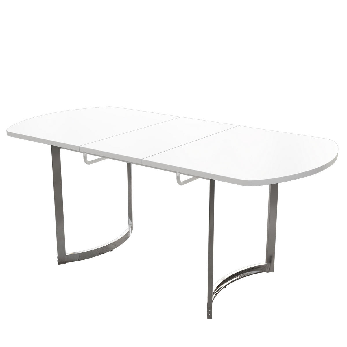 ESSTISCH Ausziehbarer 140/180/80 cm weiß mit versilberten Tischbeinen - Weiß, Holzwerkstoff (180/80/75cm) - OKWISH