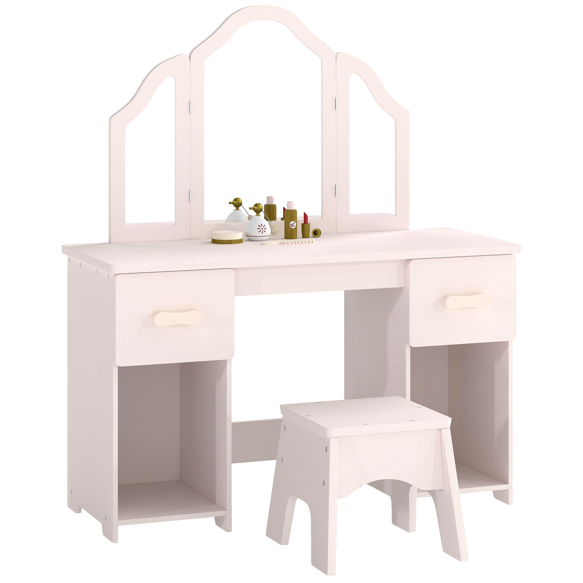 KINDERSCHMINKTISCH-SET MDF Acryl Rosa - Rosa/Naturfarben, Holzwerkstoff (33/90.7/79.5cm) - AIYAPLAY