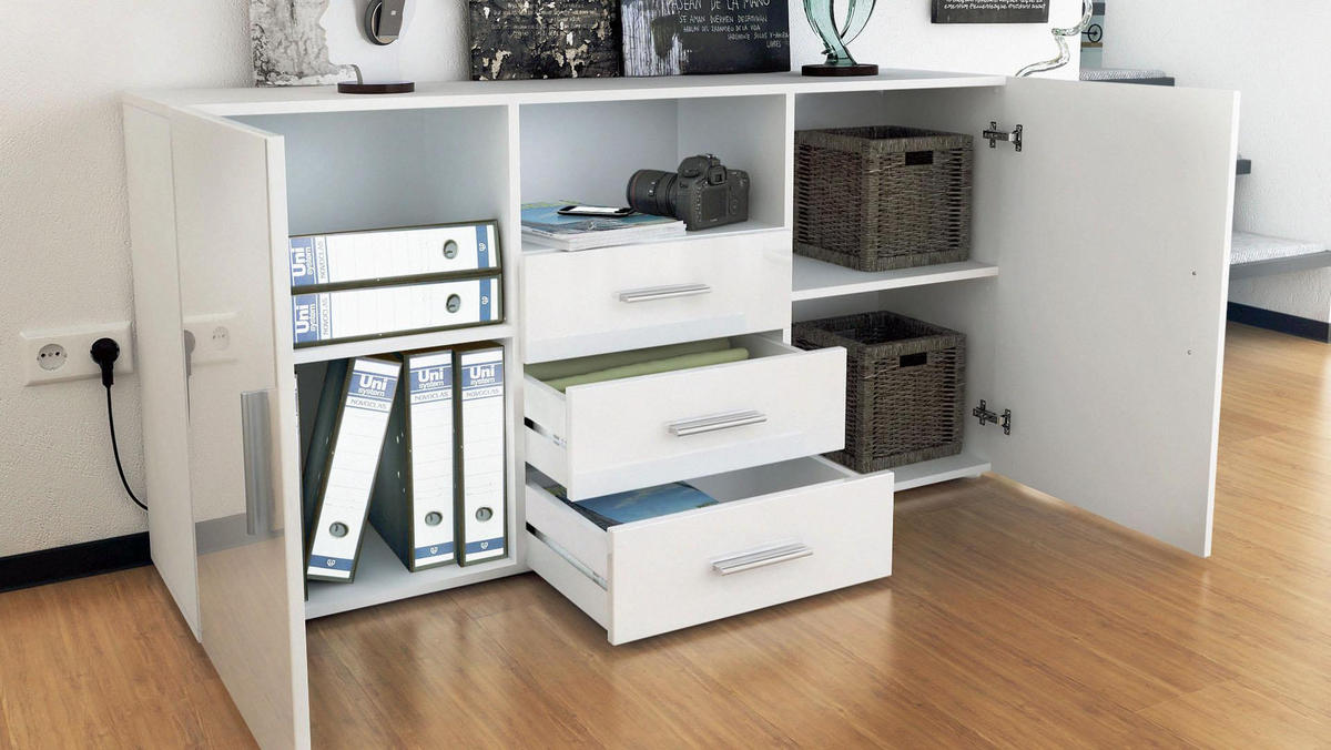 SIDEBOARD Skadu Front in Avola-Anthrazit - Anthrazit, Holzwerkstoff (138.5/71.5/35cm) - Vladon