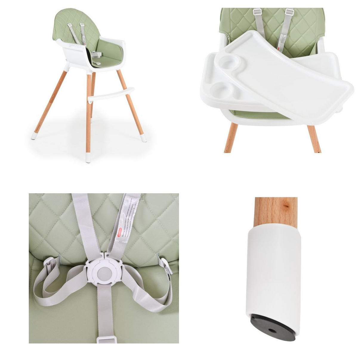 HOCHSTUHL Gelato 2 in 1 grün Gurt, Kinderstuhl, Tisch verstellbar - Grün, Kunststoff (57/93/60cm) - Cangaroo