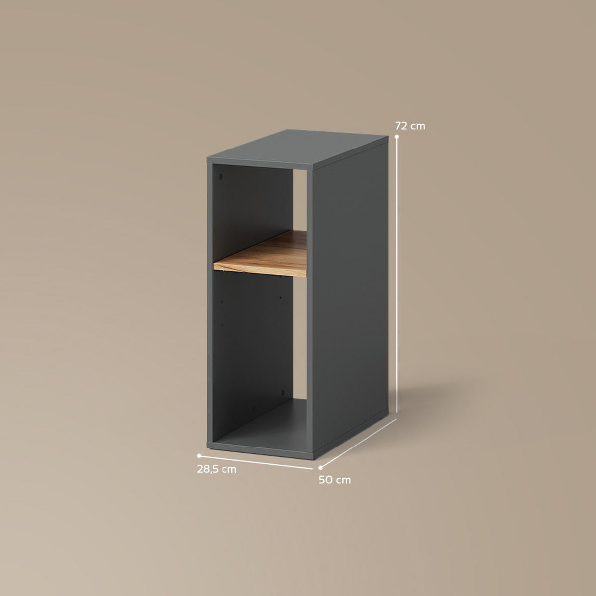 PC-SCHRANK Lorena Anthrazit/Goldkraft Eiche 28.5 x 72 cm mit 2 Fächern - Anthrazit, Holzwerkstoff (28.5/72/50cm) - Livinity®
