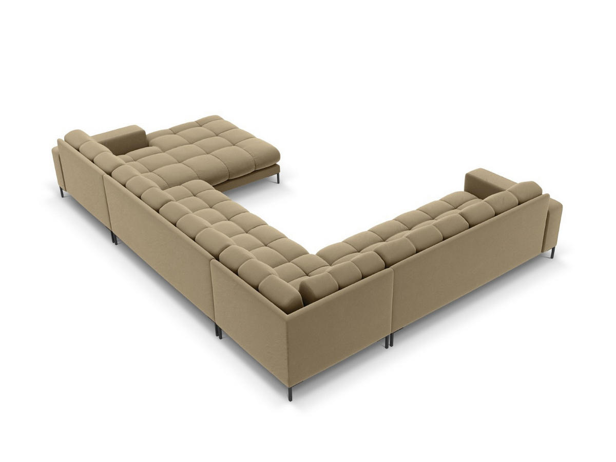 PANORAMASOFA links Mamaia aus Samt beige 7 Sitzplätze - Beige, Textil (256/75/327cm) - Micadoni