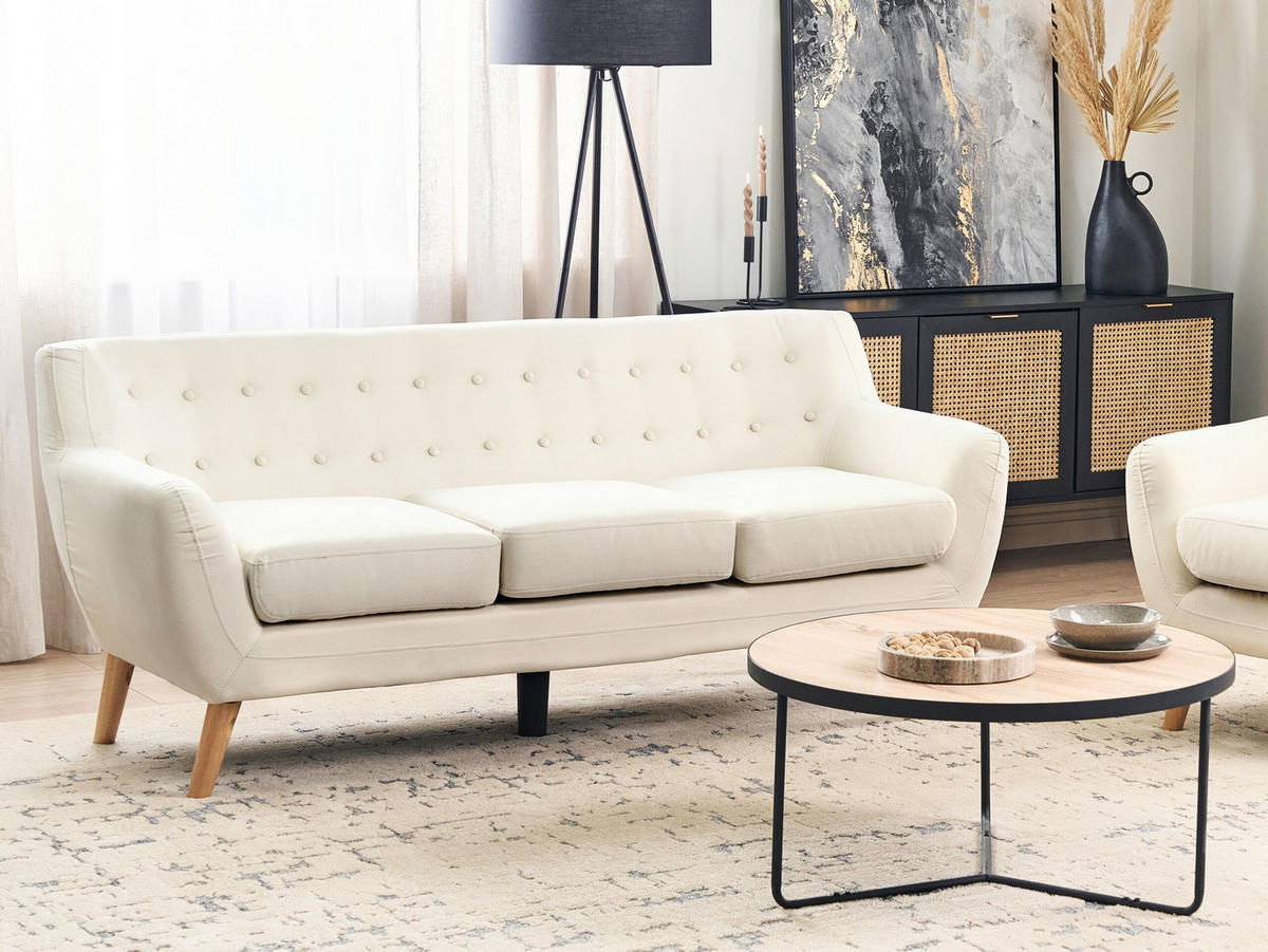 3-SITZER-SOFA hellbeige/hellbraun Motala - Hellbraun/Beige, Textil (182/76/83cm) - Beliani